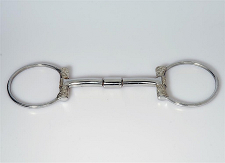 B. Allen D-Ring Snaffle Bit - St. Steel mit Silber - Show - 5 '' oder 5,5 '' Breite