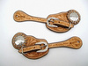 Sporenriemen - US Leather - Floral Tooling - Dots - Stainless Steel Buckles & Conchos