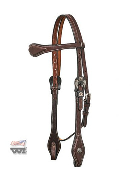 Ogłowie HORSEMAN´S TACK z klamrą w kształcie kwiatu / ciemnoolejowane